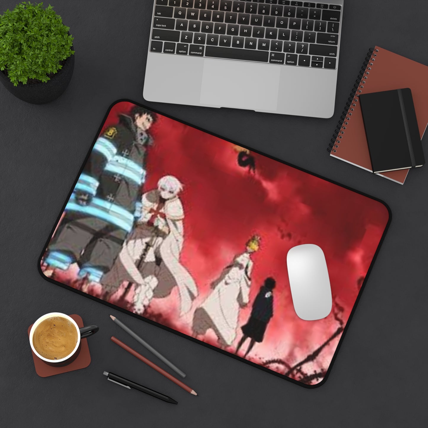 Fire Force, shinra x evangelist - Anime Desk Mat