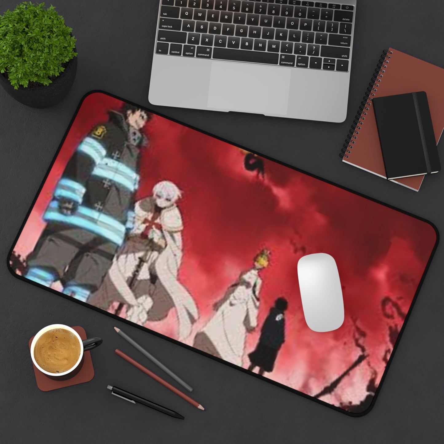 Fire Force, shinra x evangelist - Anime Desk Mat