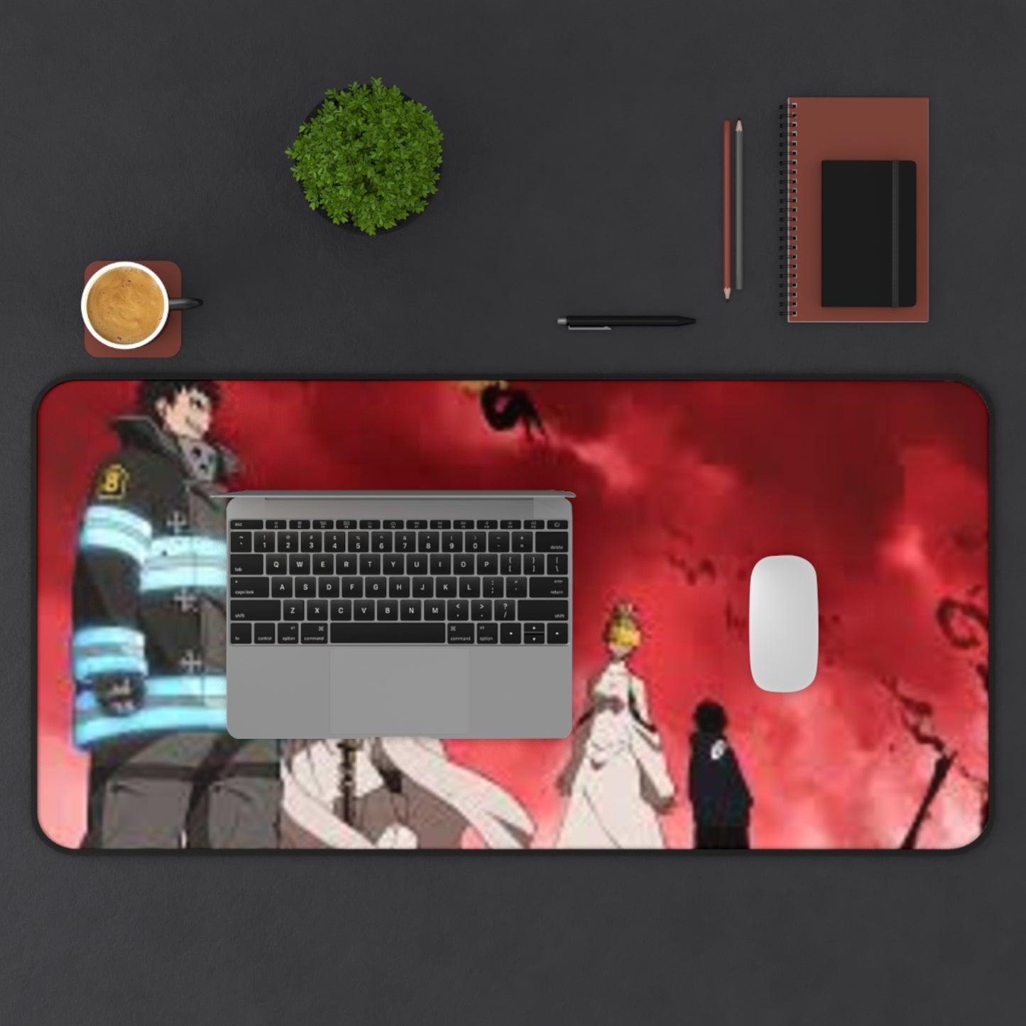 Fire Force, shinra x evangelist - Anime Desk Mat