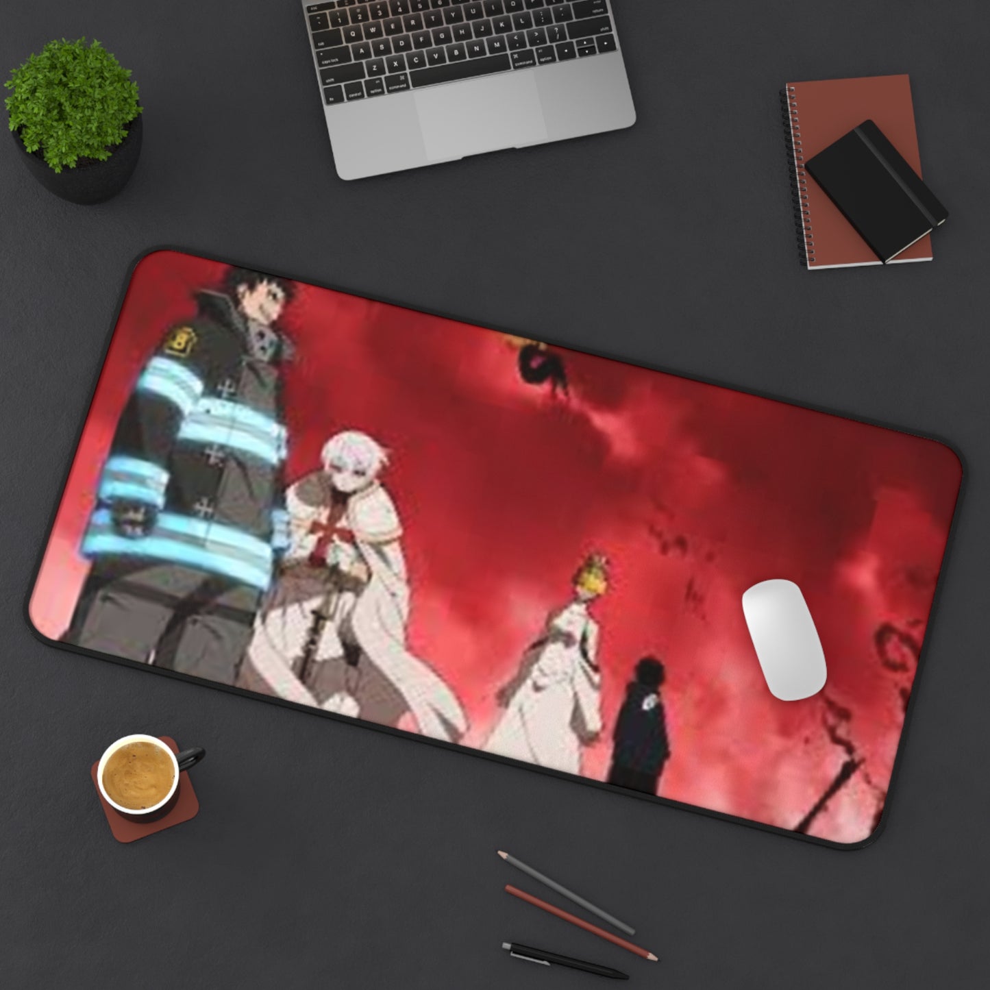 Fire Force, shinra x evangelist - Anime Desk Mat