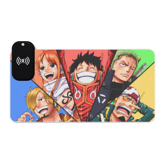 Luffy x Sanji x Zoro x Nami x Usopp, One piece - LED Gaming Mouse Pad with Wireless Charging