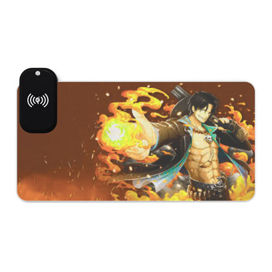 LED Gaming Mouse Pad with Wireless Charging - Ace, one piece