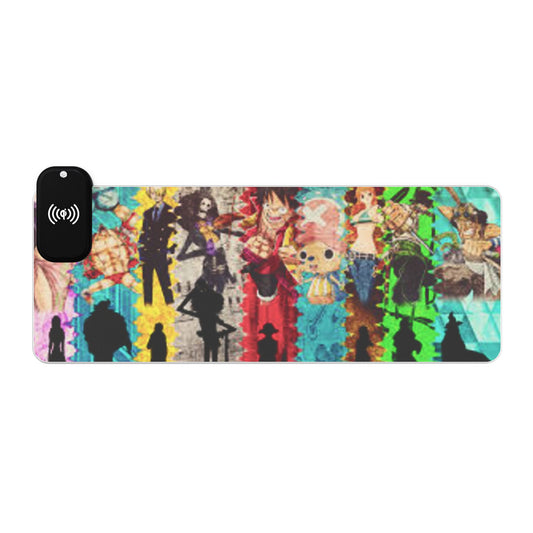 One Piece LED Gaming Mouse Pad, Wireless Charging
