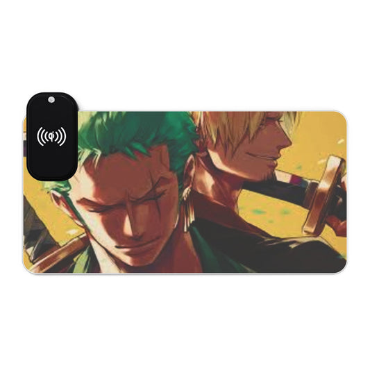 Zoro x Sanji LED Gaming Mouse Pad, Wireless Charging