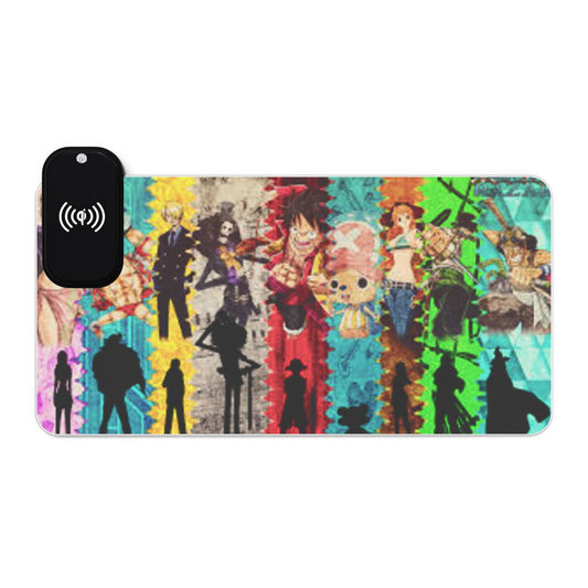 One Piece LED Gaming Mouse Pad, Wireless Charging